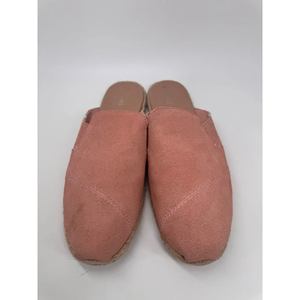 TOMS Nova Women Coral Suede Slip On W9.5 Espadrille Mules Flats Shoes